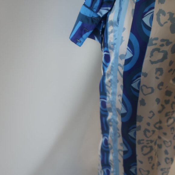 NWT Womens Bululu Magical Blue, White Print Satin Pants L Set - Picture 8 of 10